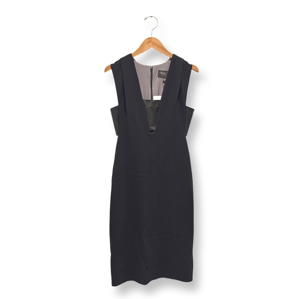 La Pina by David Helwani | Chic Black Dress w/ Vegan Leather Bralette